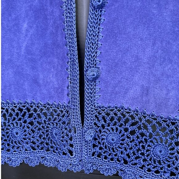 Vintage SMH Boutique Purple Suede & Crochet Leather Jacket Size Large - Picture 8 of 10